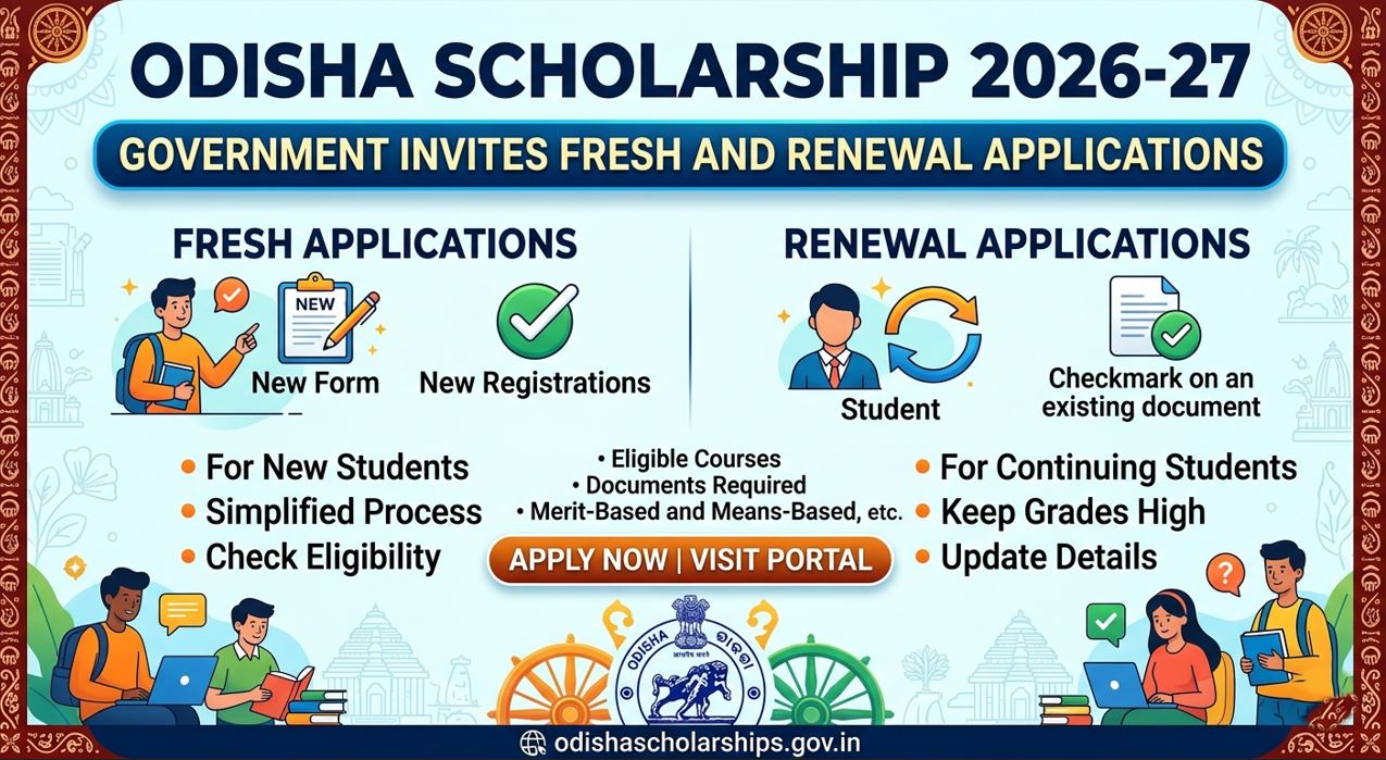 Odisha Scholarship 2026-27: Government Invites Fresh and Renewal Applications